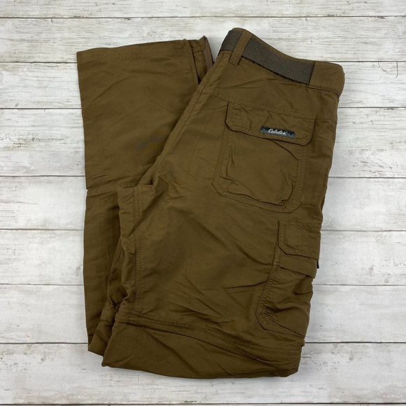 Cabela's Pants Cabelas Convertible Pants Cargo Zipper Hiking Brown